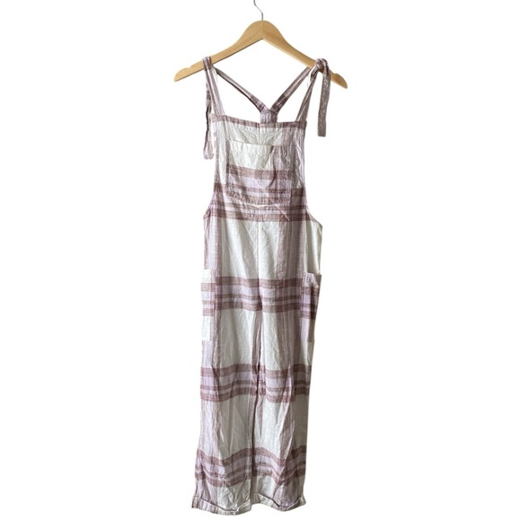 Aerie Plaid Shoulder Tie Straps Cropped Cargo Style Jumpsuit Size S - Picture 4 of 9